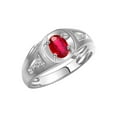 thumbnail image 4 of RYLOS Men's Rings Sterling Silver Rings Classic Designer Style 8X6MM Oval Gemstone &  Sparkling Diamond Ring Ruby July Birthstone Rings For Men,  Size 11, 4 of 8