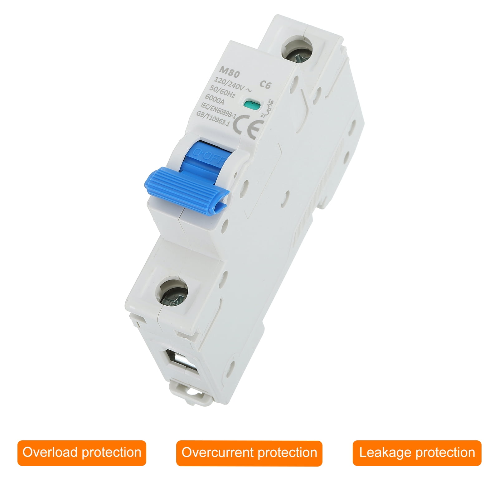 4 Pcs AC Miniature Circuit Breaker 1P 6A 120/240V Isolator M80AC DIN Rail Mount Disconnect Switch Circuit Breaker Protection Thermal Magnetic Trip