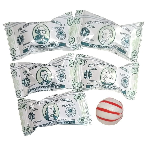 Money US Dollar PEPPERMINT BALLS 100 Count Wrapped-USA Candy