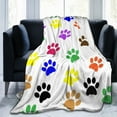 thumbnail image 7 of Colourful Pet Dog Paw Throw Blanket, Fluffy Soft Cozy Blanket Flannel Plush Microfiber Couch Throw 80"x60", 7 of 7