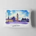 thumbnail image 2 of Designart London Purple Illustration - Cityscape Painting Throw Pillow - 12x20, 2 of 5