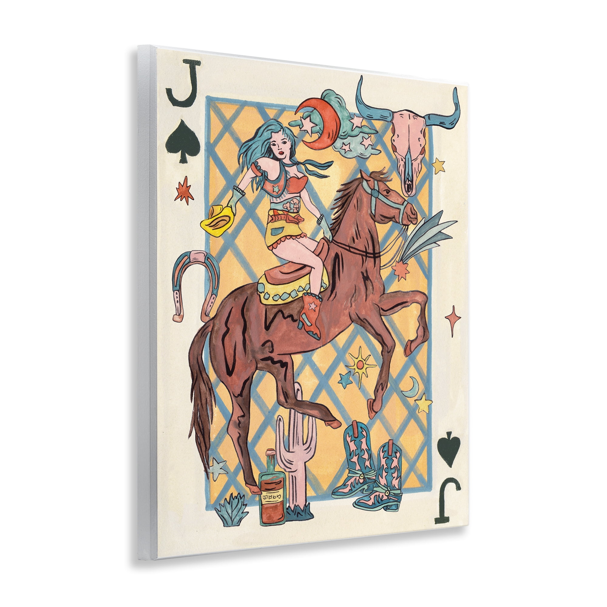 Stupell Industries Western Cowgirl Playing Card Entertainment Painting Unframed Art Print Wall Art, 11 x 14