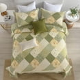 thumbnail image 6 of SahSahCasa California King Bedspread - 100% Cotton Large King Bedspread Coverlet Set, Lightweight Reversible Quilted Bedding Set, Green Farmhouse Botanical XL Quilt Set, 3 Piece, 6 of 7