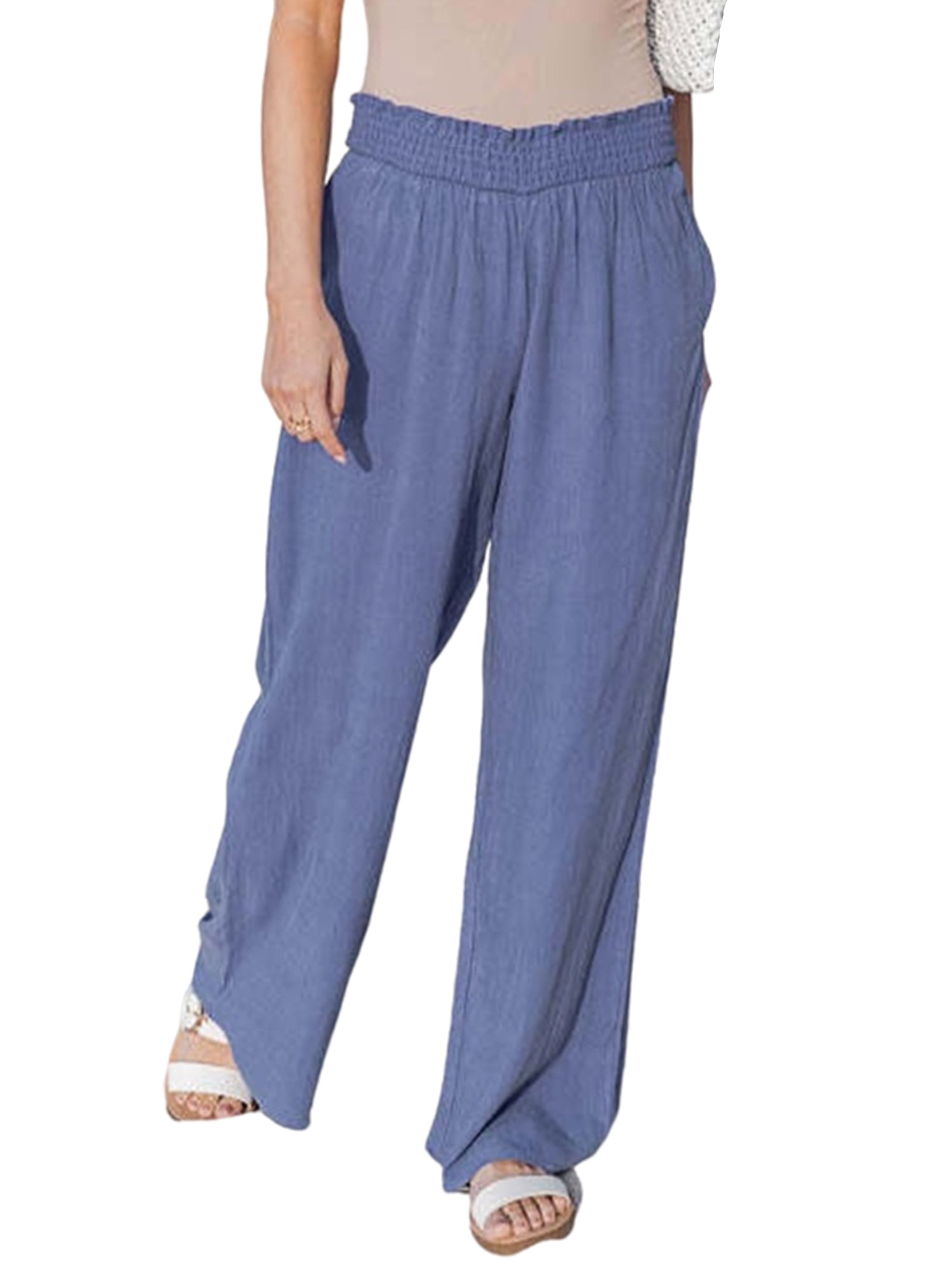 Colisha Beach Yoga Pants for Women Elastic Waist Wide Leg Palazzo Pants