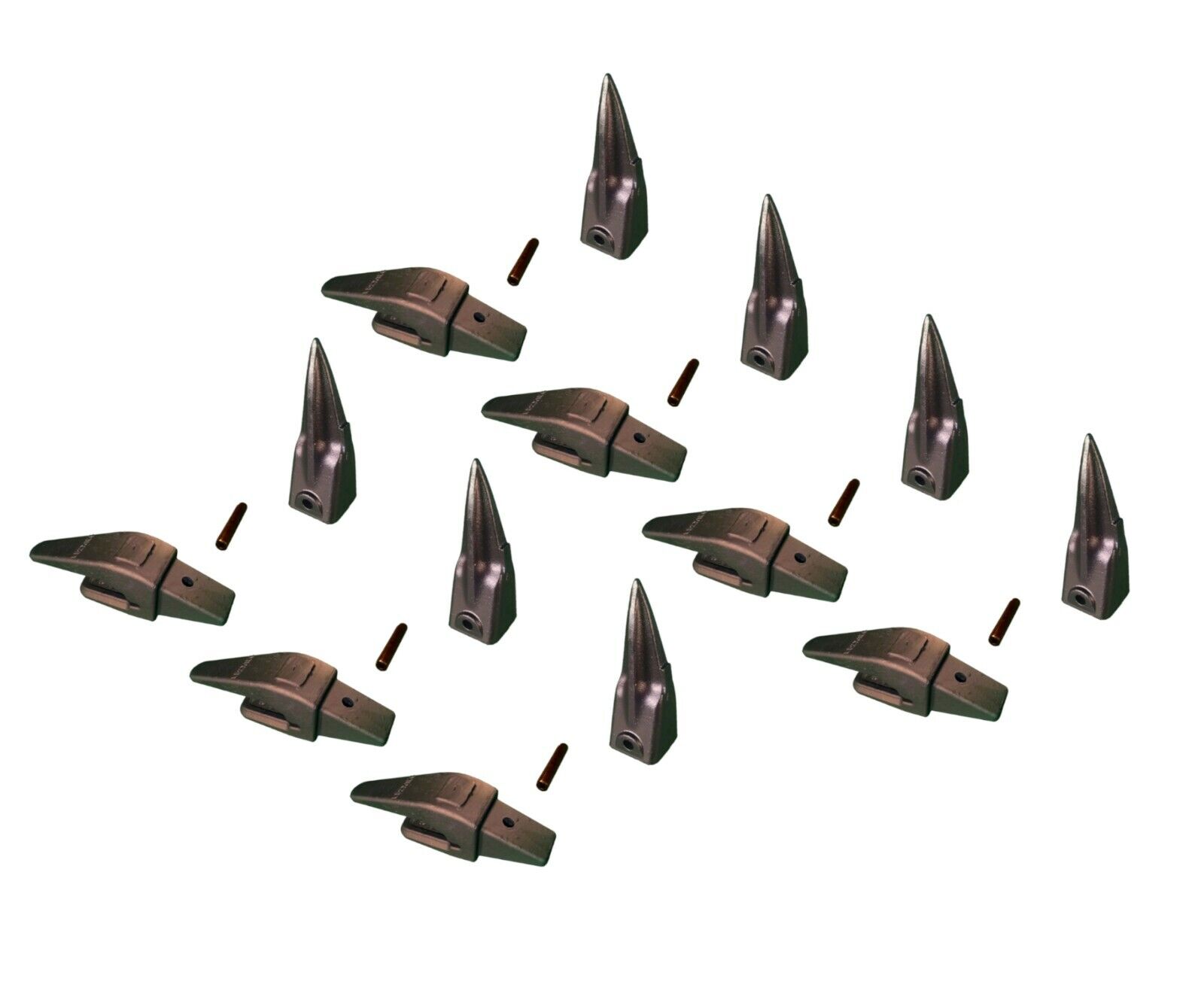 7 Excavator Bucket Combo, Weldon Shanks, Tiger Teeth & Pins, 3/4" Lip