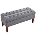 thumbnail image 3 of Home Square 2 Piece Tufted Storage Bed Bench Set in Gray, 3 of 9