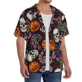 thumbnail image 2 of Daiia Halloween With Skull Men's Linen Shirts Short Sleeve Casual Shirts Button Down Shirt for Men Beach Summer Wedding Shirt-3X-Large, 2 of 6