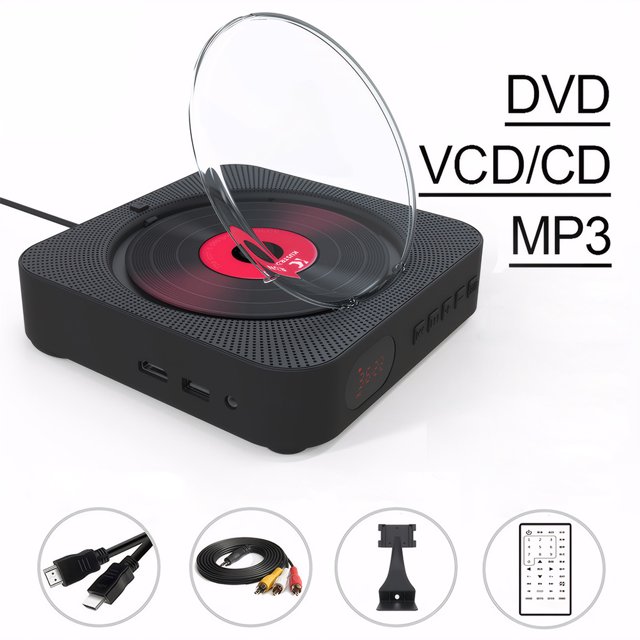 Maoww ABS External CD DVD Drive With Remote Control Dual Speakers DVD Player With Speakers Disc Player black