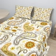 thumbnail image 2 of Ambesonne Paisley Fitted & Top Sheet Set with Shams, Folkloric Floral Drop Forms, Orange Yellow White, 2 of 8