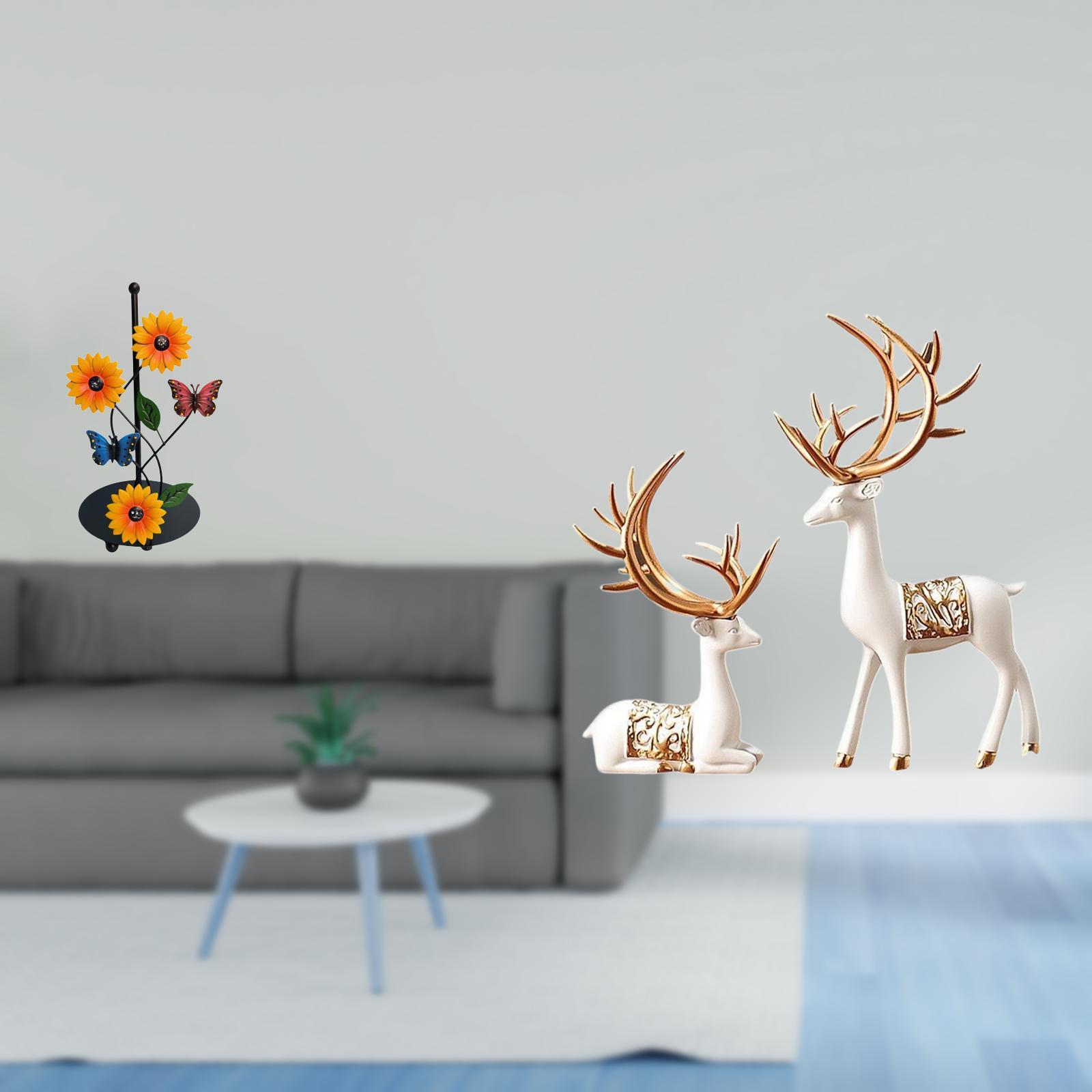 Fiocias Toilet Paper Holder Set Paper Towel Holder Countertop Kitchen Roll Holder Standing Deer Sculpture Statue Resin Iron Ornament Suitable for Gi