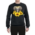 thumbnail image 2 of Elephant Sunflower Cute Love Animal Lover Unisex Crewneck Graphic Sweatshirt, Black, 4XL, 2 of 3