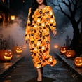 thumbnail image 5 of Women's Plus Halloween Nightgown Pumpkin Ghost Print Crewneck Long Sleeve Dress Fall Loungewear Sleep Maxi Dress, 5 of 7