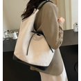 thumbnail image 4 of Canvas Bucket Bag for Women Bow Shoulder Bags Top-Handle Satchels Bags Cute Hobo Bag Purses Tote Handbags, 4 of 5