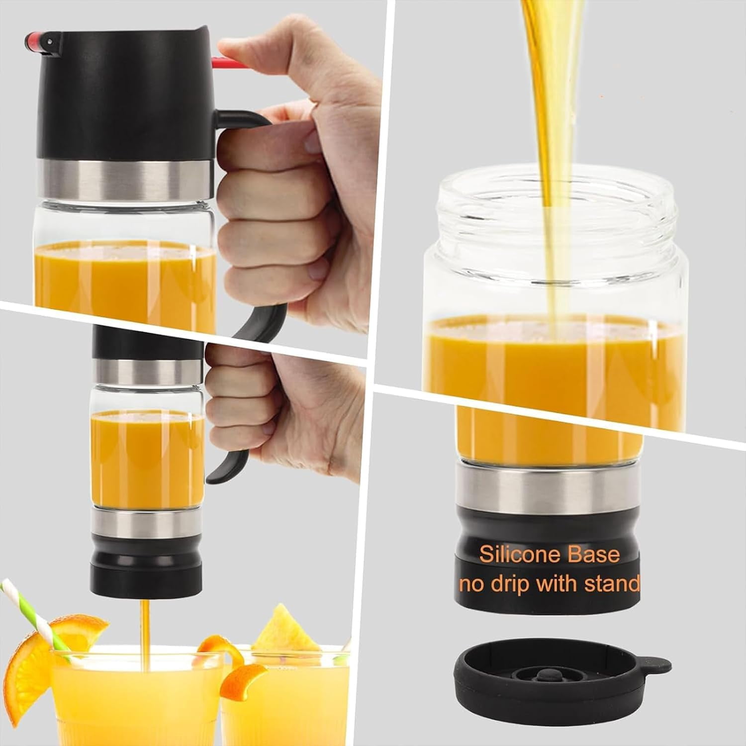 Dispensador De Leche Condensada, Glass Honey Dispenser with Stand No Drip for Maple Syrup Coffee Tea Daily Use