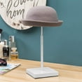 thumbnail image 4 of MyGift Tabletop White Metal Hat Stand with Fabric Covered Dome, Adjustable Height Wig Display Holder Rack, 4 of 5