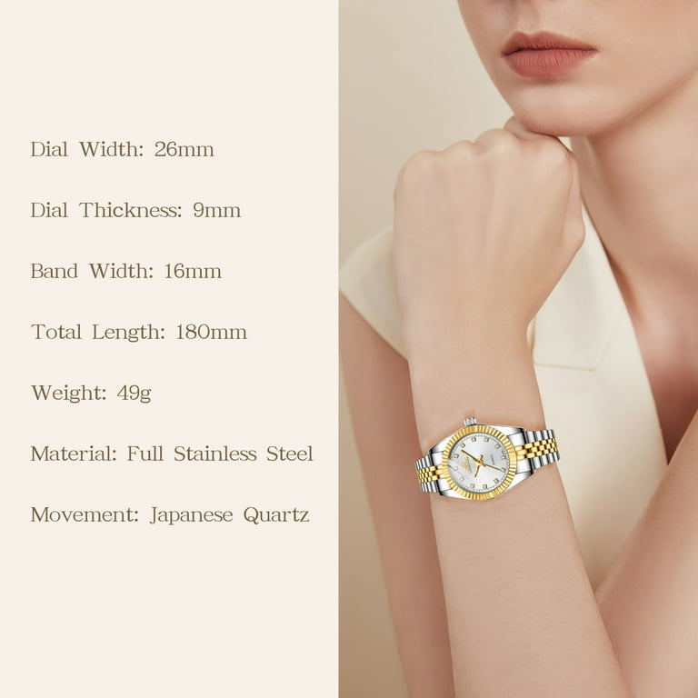 Watches for Woman Classic Quartz Analog Wrist Watch Luminous Pointer Stainless Steel Watchband Watch 30M Waterproof Wristwatch for Woman