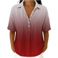 thumbnail image 5 of Cotton Linen Tops for Women - 2026 Summer Gauze Shirts Button Down V Neck Half Sleeve Blouses Dressy Casual Clothes, 5 of 8