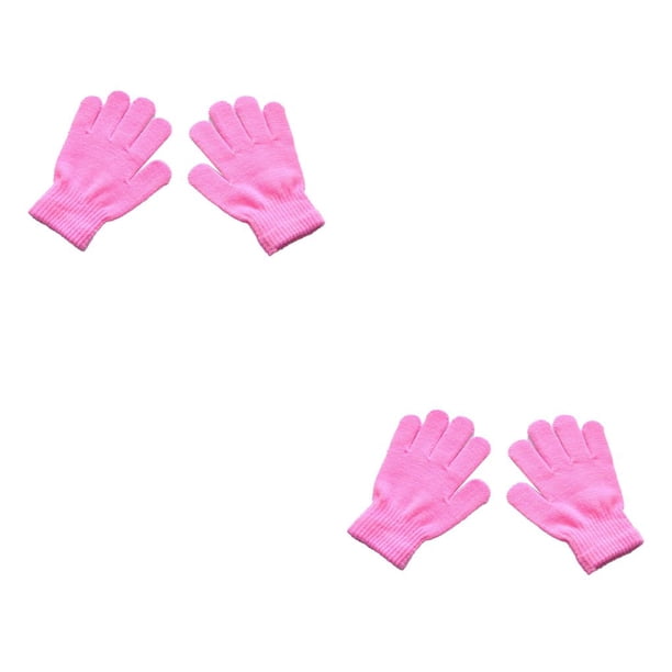 Minnieouse 1 par de guantes para niños, accesorio de ropa de estilo Simple, cubiertas cómodas para calentar las manos, guante tejido para niños Rosado 2piezas