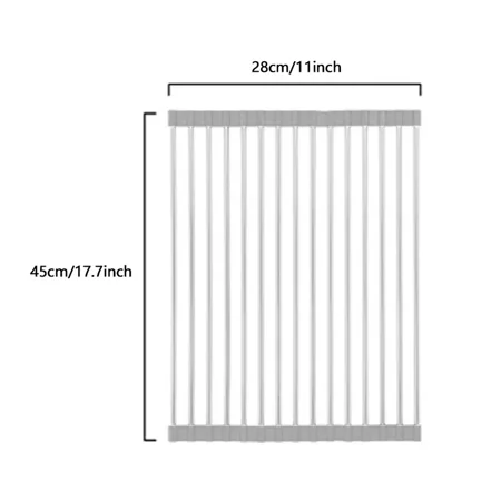 

1pc Roll Up Dish Drying Rack 17.7in*11in Foldable Rolling Dish Drainer Over The Sink Drying Rack SUS304 Stainless Steel Sink Rack For Kitchen Counter Of Various Sizes