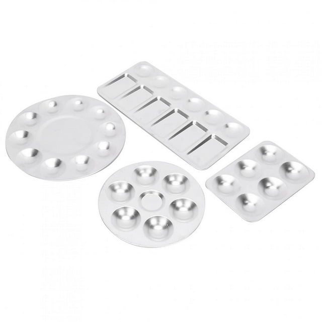 Paleta de aluminio de 4 Uds., bandeja de pintura de 6 agujeros/10 agujeros para pintura china, pintura acrílica Gouache acuarela