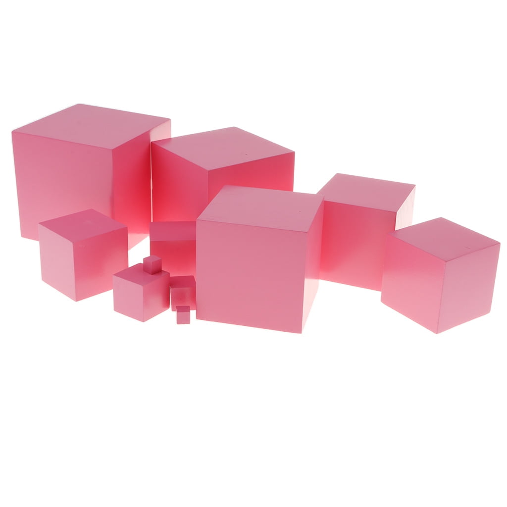 Pink Tower Stacking Block Montessori Early Developing Education Wooden Toy 