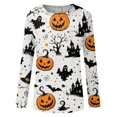thumbnail image 6 of IYYVV Womens Halloween Shirts Long Sleeve Crewneck Casual Dressy Tops Funny Ghost Pumpkin Graphic Halloween Fall Fashion Tops Earthy Yellow 5XL, 6 of 7