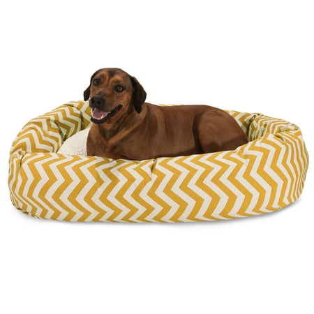 UPC: 0788995546269 | Majestic Pet | Chevron Sherpa Bagel Pet Bed For Dogs  Yellow  Extra Large