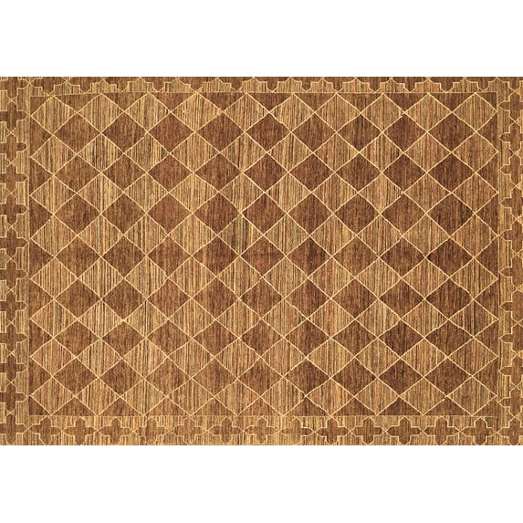 Ahgly Company Indoor Rectangle Abstract Brown Contemporary Area Rugs, 5' x 7'