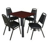 Regency 5-Piece 36" Square Table with Chrome Post Legs with 4 Stackable Chairs