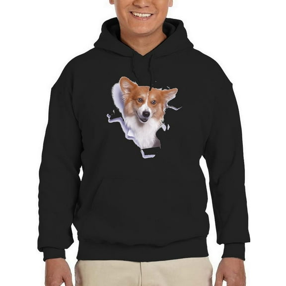 Cute Corgi Peeking Through Hoodie Men -Image by Shutterstock, Male x-Large