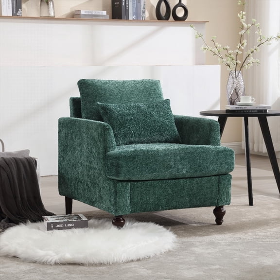 Modern Tufted Armchair, Solid Wood Frame, 29.53"x32.48"x32.48", for Living Room and Bedroom