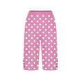 thumbnail image 5 of Tnhcen Women's Polka Dot Print Loose Fit Straight Leg Knee-Length Pants Side Slit Button Detail Capris with Pockets Pre-Shrunk Cotton-Linen Look Casual Summer Trousers S-2XL, 5 of 5