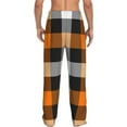 thumbnail image 3 of Uemuo Orange Plaid Pattern Men's Wide Leg Palazzo Lounge Pants with Pockets Light Weight Loose Comfy Casual Pajama Pants-X-Large, 3 of 9