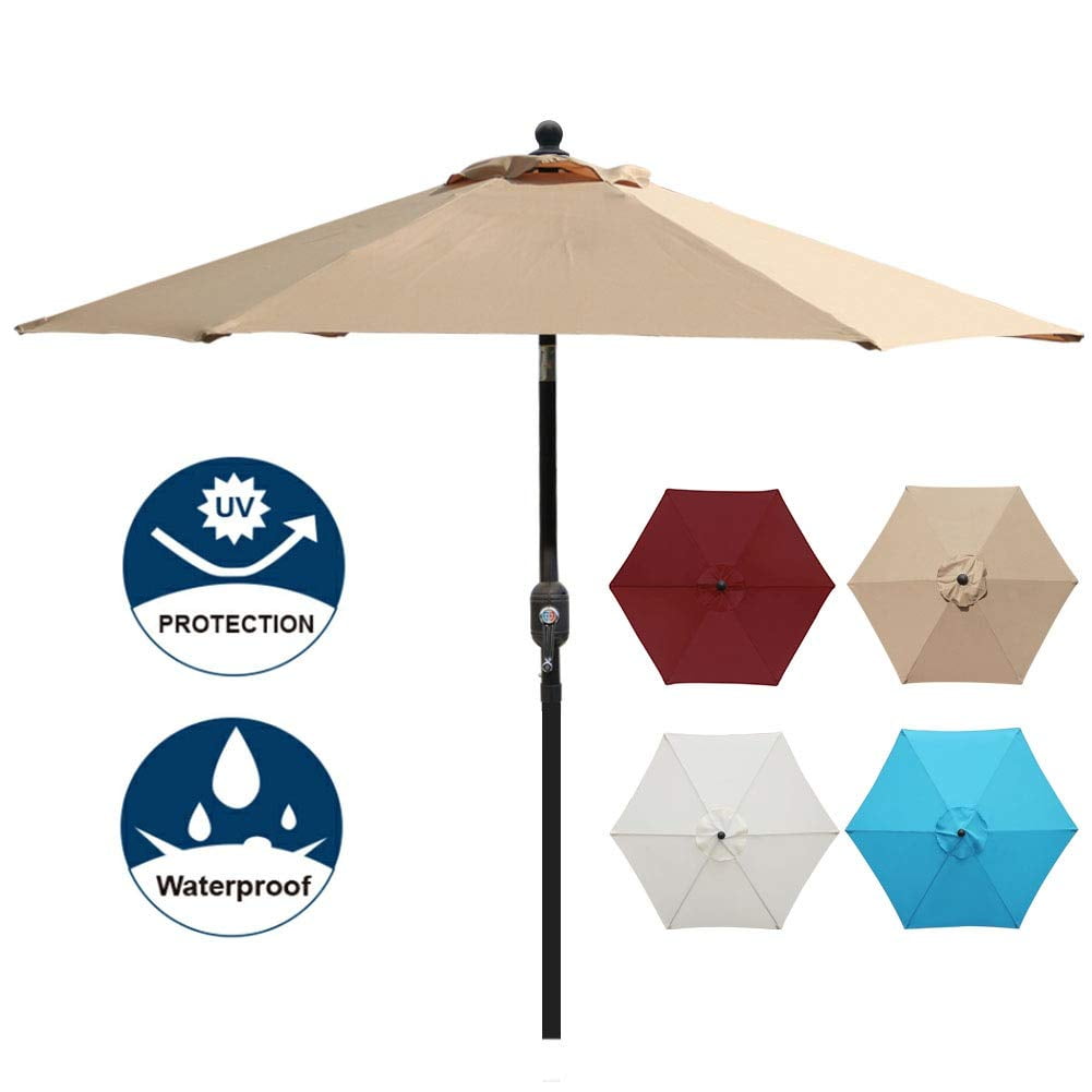 Blissun 7.5 ft Patio Umbrella, Yard Umbrella Push Button Tilt Crank