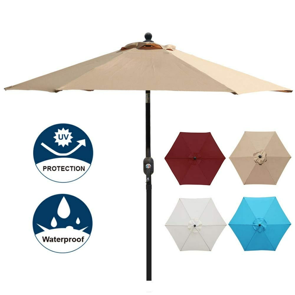 Blissun 7.5 ft Patio Umbrella, Yard Umbrella Push Button Tilt Crank