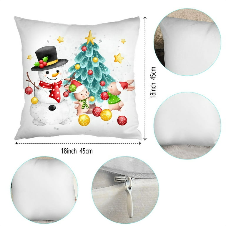 Hlonon Christmas Decorations Pillow Covers 18 x 18 Inch Set of 4