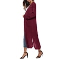 thumbnail image 3 of FOCUSNORM Female Cardigan Solid Color Long Sleeve Coat Jacket and Big Pockets, 3 of 6