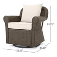 thumbnail image 3 of Noble House Liam Outdoor 4 Seater Wicker Swivel Chair and Fire Pit Set Brown, 3 of 16