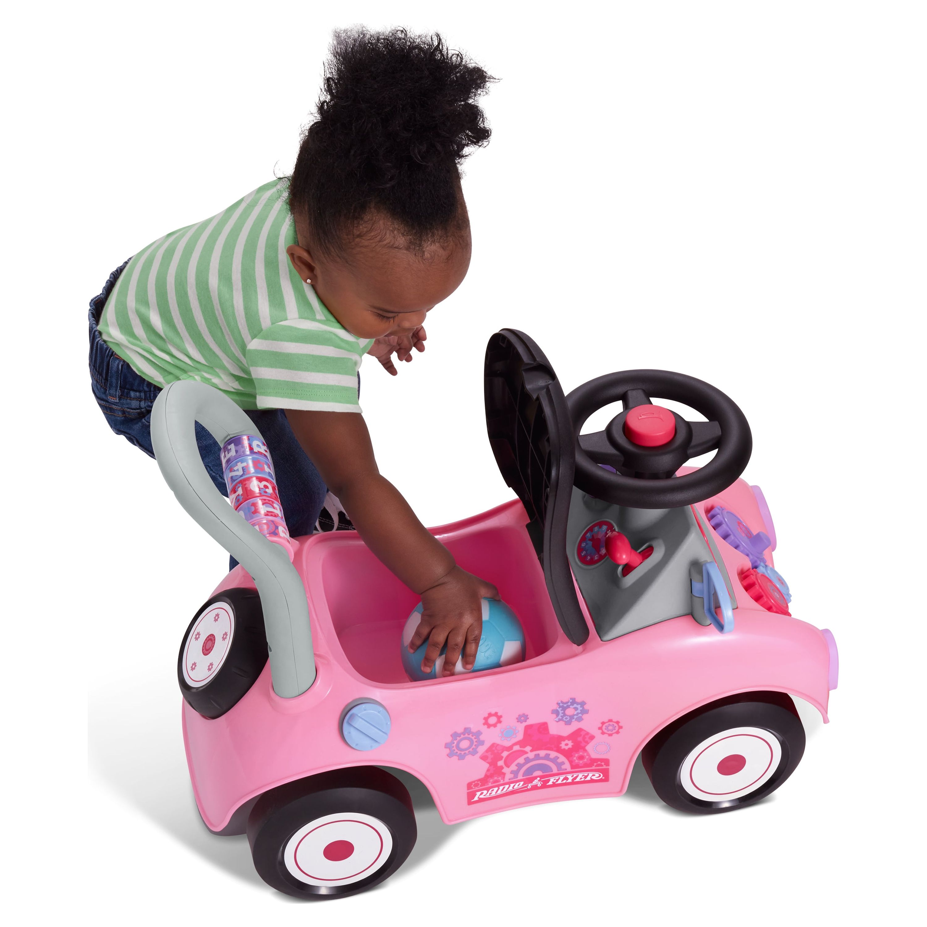 Radio Flyer Creativity Car 3-in-1 Push Walker & Ride-On, Pink photo 2
