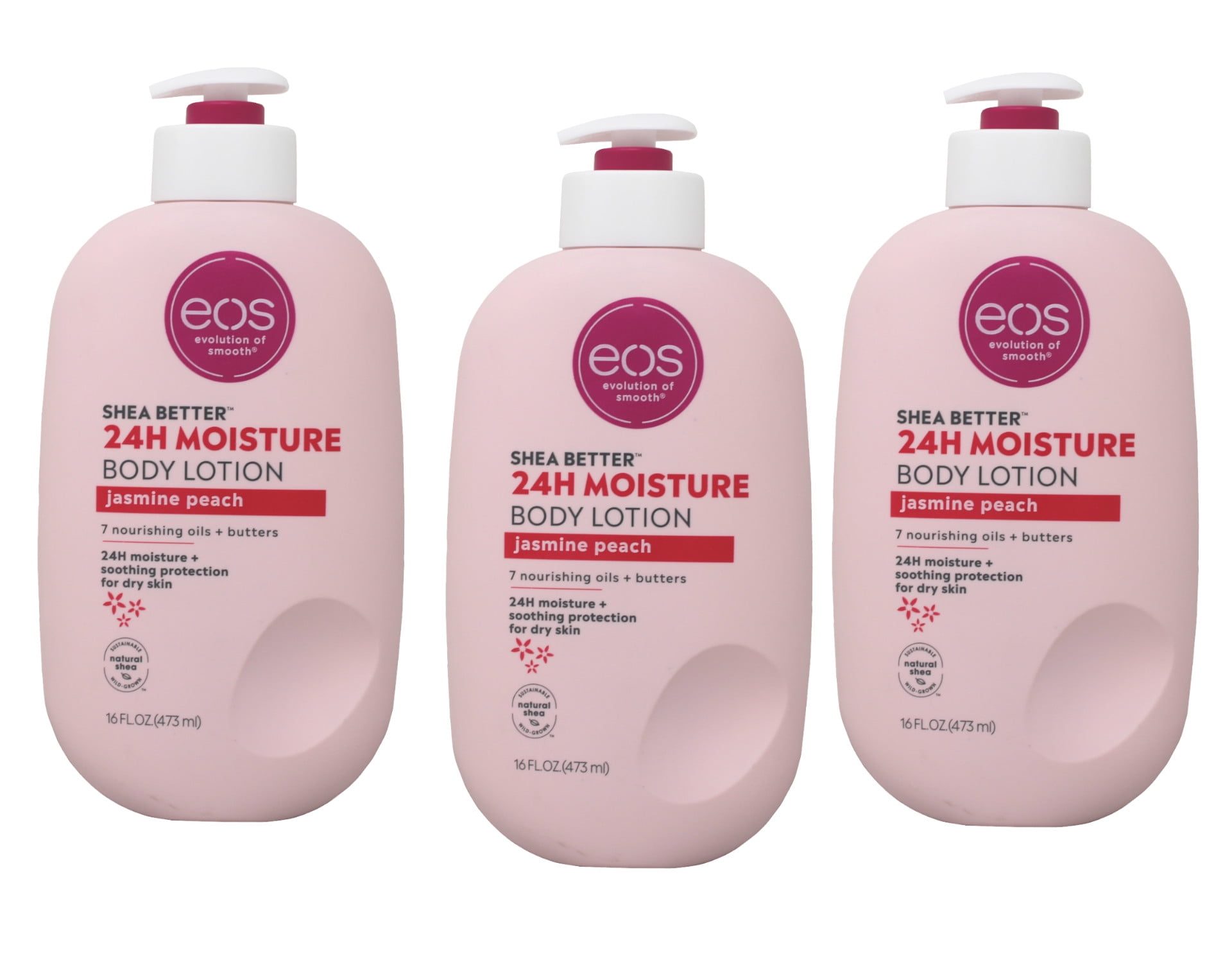 3 pack of EOS Shea Better Body Lotion, Jasmine Peach 16 Ounce