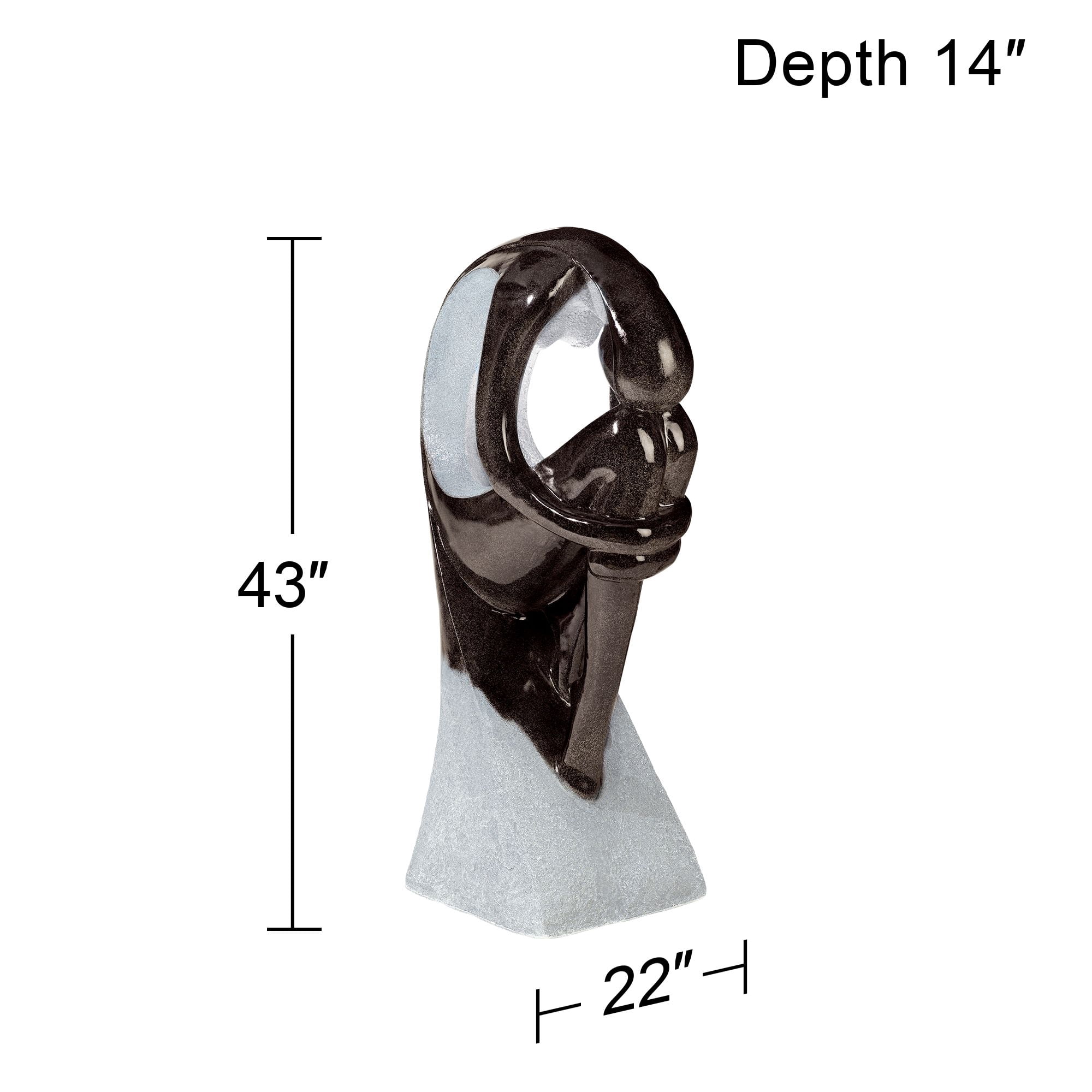 Graceful Form 43" High Large Modern Zen Indoor Outdoor Decor Resin Floor Fountain with Light LED Outside
