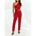 thumbnail image 3 of Canis One Shoulder Sleeveless Tops for Women with High Waist Straight Leg Pants, 3 of 9