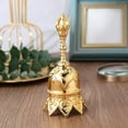 Gold Hand Bells Metal Alloy Super Loud Tibetan Lotus Hearts Solid Call ...