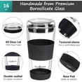 thumbnail image 2 of 16oz Double Wall All Glass Tumbler with Lid, Glass Travel Mug, Dishwasher Safe & Microwavable Clear Coffee Tumbler To Go, Reusable Ceramic Cup with Lid, Black, 2 of 4