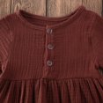 thumbnail image 4 of Bébé Fille Robe d'Été Couleur Unie Bouton Manches Courtes Coton Lin A-Ligne Mini Robe, 4 of 7