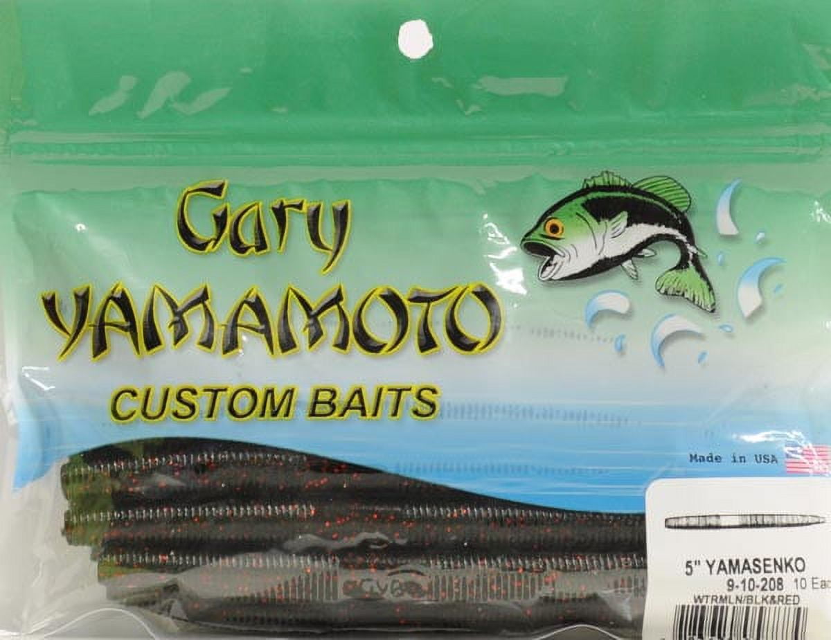 Gary Yamamoto Custom Baits 5 Senko Rubber Worm Fishing Lure, Watermelon  Black Red Flake 