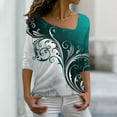 thumbnail image 2 of ketyyh-chn99 Green White T Shirt Women's Basic Round Neck Long Sleeve Crop Top, 2 of 5