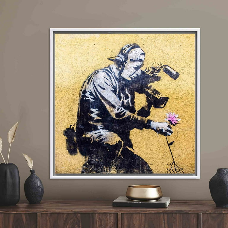 ARTCANVAS Camera good Man & Flower by Banksy Canvas Art Print