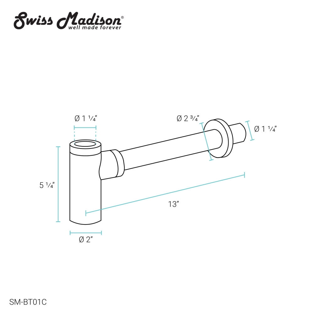 Bottle Trap Drain, Chrome