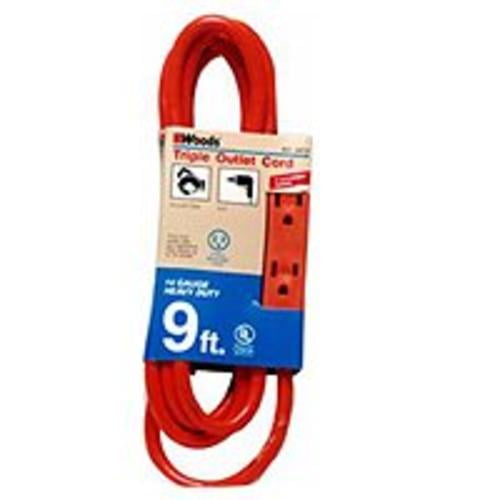 Coleman Cable 6914931 Orange 3-Out Extension Cord - 4. 6 x 9 ft.